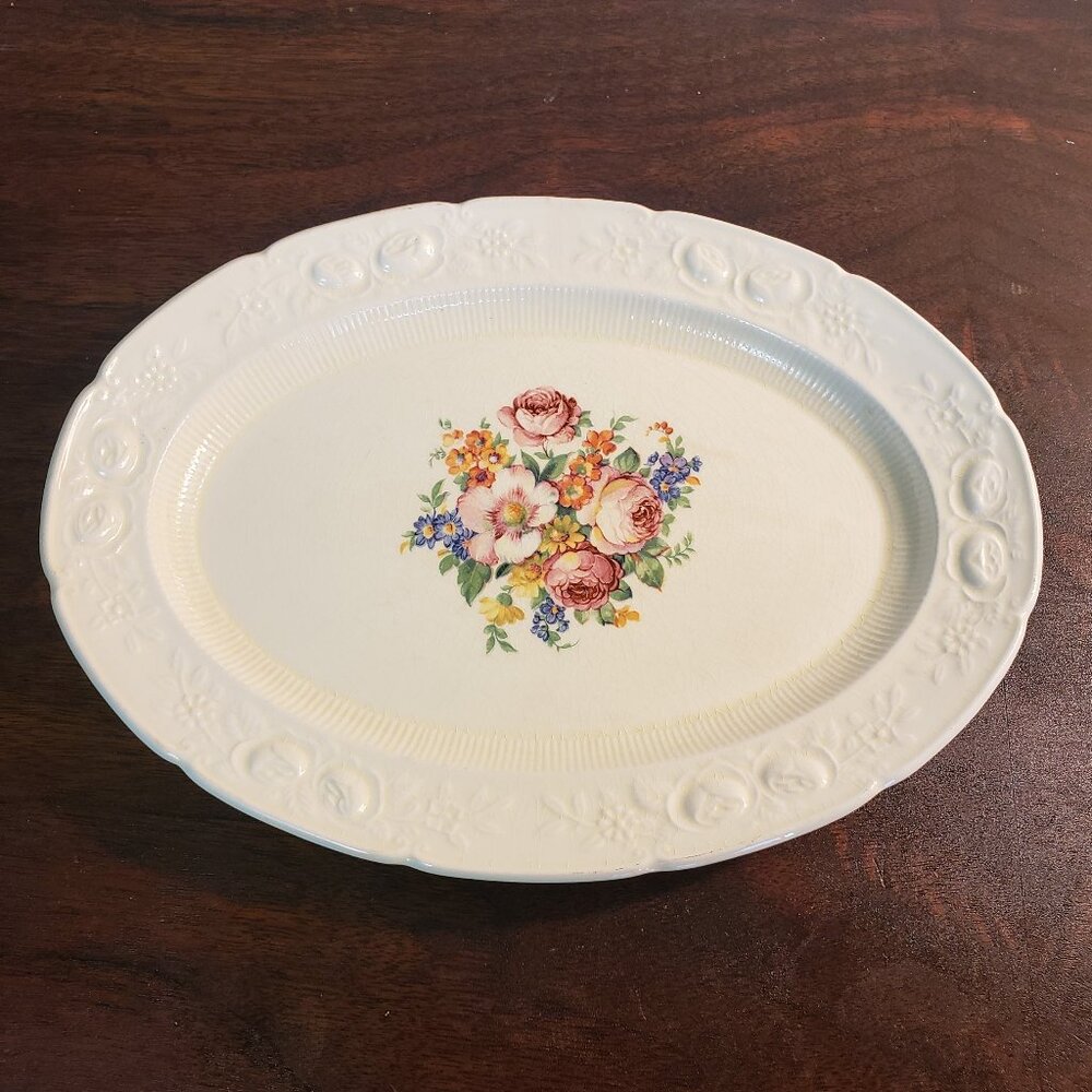 Vintage Homer Laughlin Serving Plate Platter Ravenna Pattern 11-1/2"